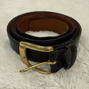 **Lejon Brown Leather Belt – Size 46 – Alligator Grain Embossed Steerhide**